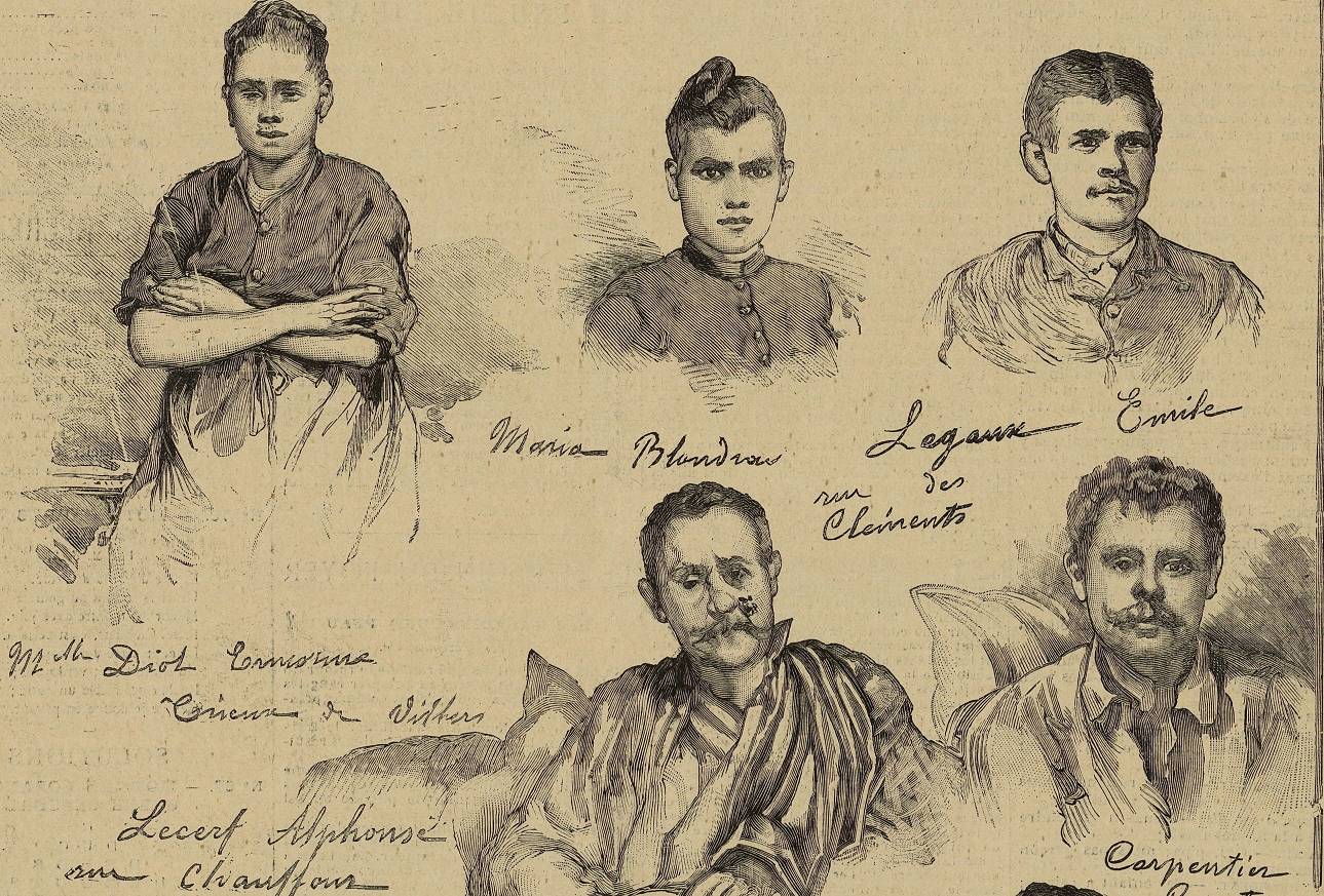 « Portraits des victimes de la fusillade des Fourmies », L’Intransigeant illustré, 1891 – source : Gallica-BnF