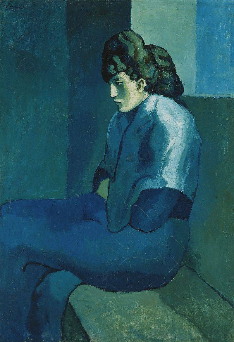 « Femme assise », Pablo Picasso, 1902-1903 - source : The Detroit Museum of Art-Domain Public