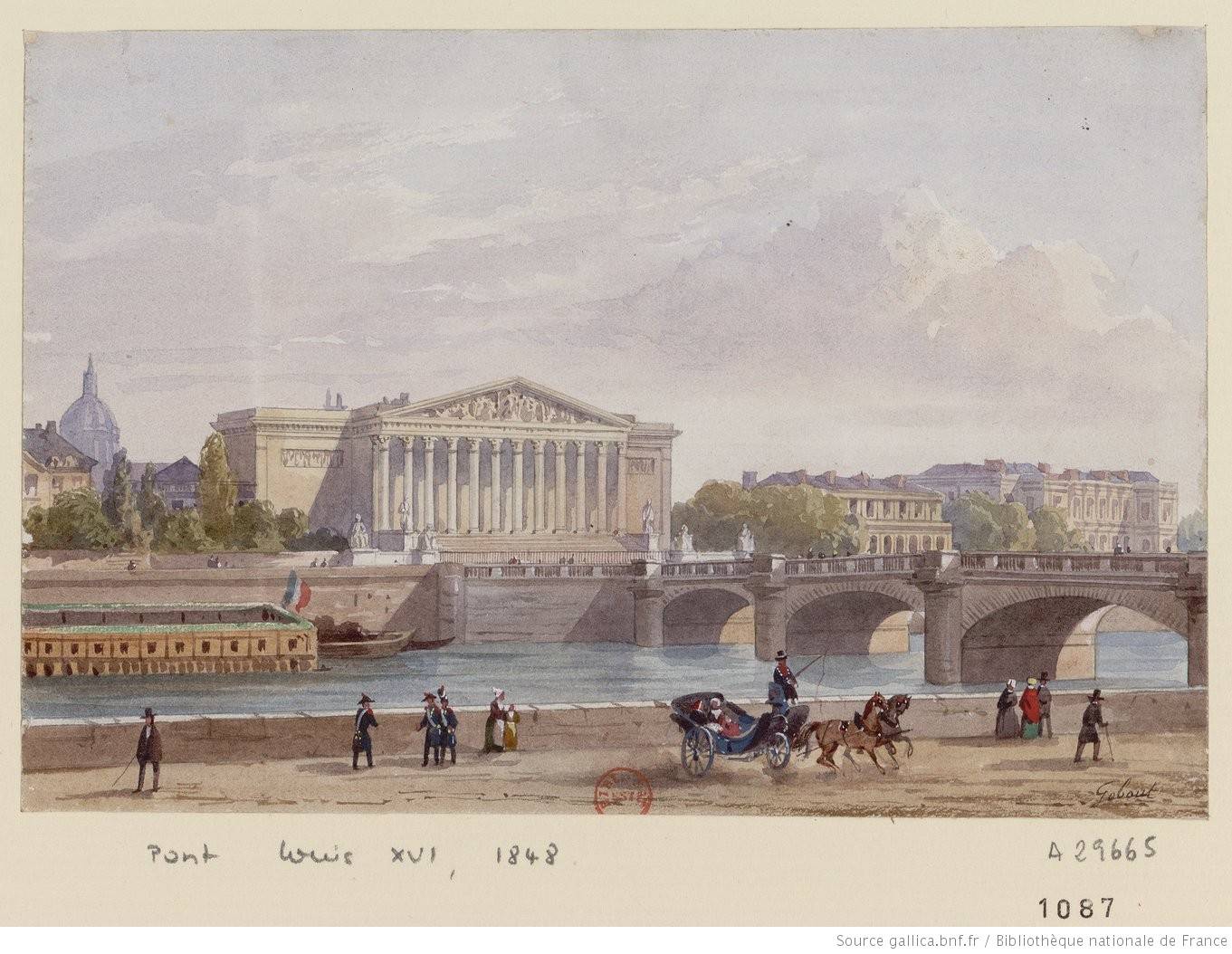 Paris, Pont Louis XVI, 1848