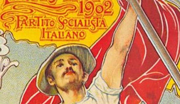 Affiche du Parti socialiste italien appelant à la manifestation du 1er mai, 1902 - source : WikiCommons
