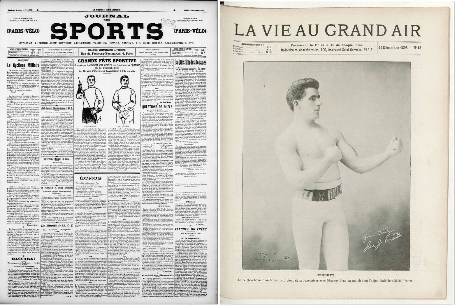 Journal des sports, 10 février 1898, et La Vie au grand air, 15 décembre 1898 - source : RetroNews-BnF