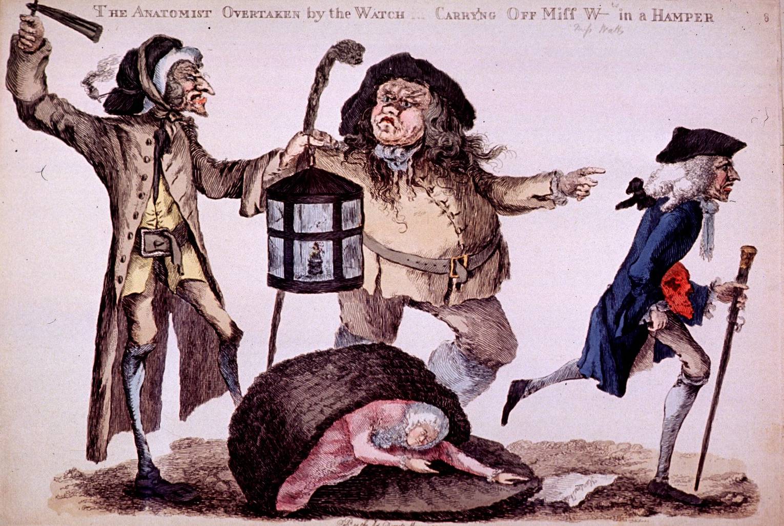 L'anatomiste surpris par les gardiens, illustration de William Austin, 1773 - source : WikiCommons