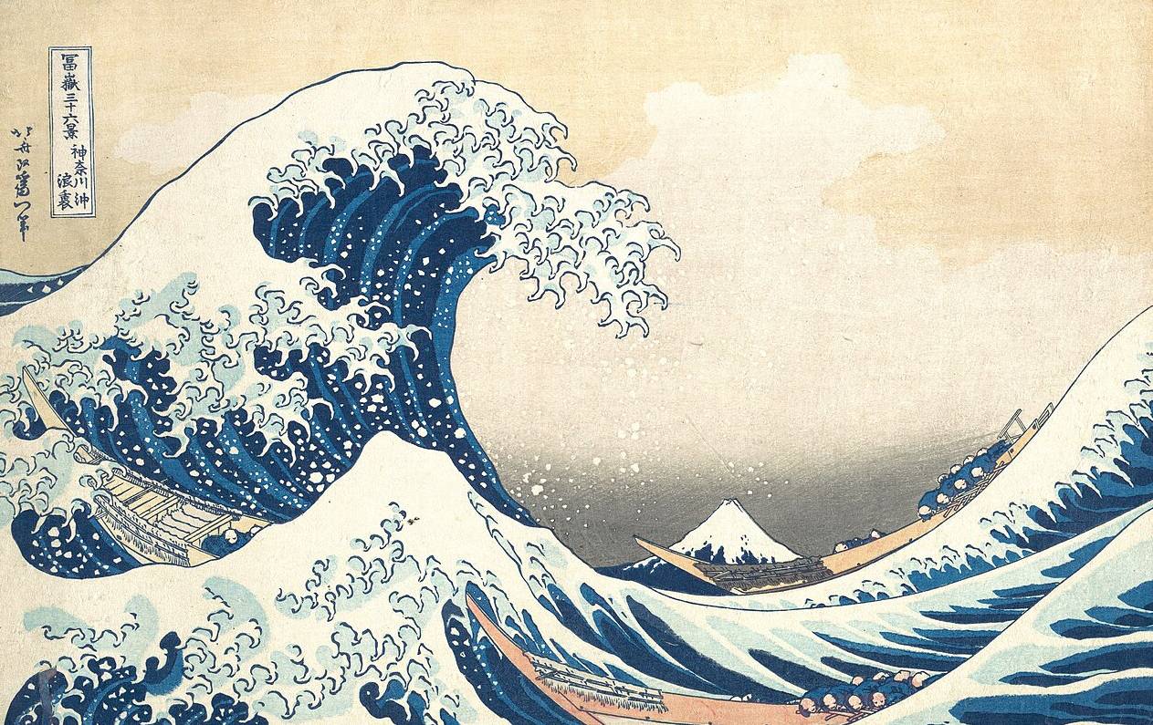 « La Grande vague de Kanagawa », estampe extraite des « Trente-six vues du Mont Fuji », Katsushika Hokusai, 1829-1833 - source : Gallica-BnF