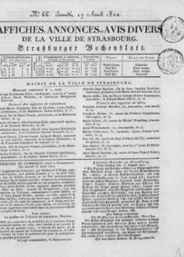 Affiches, annonces et avis divers de la ville de Strasbourg (1818-1840)