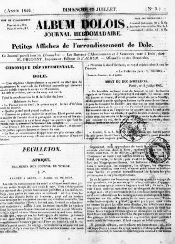 Couverture de Album dolois, publié le 03 juillet 1842