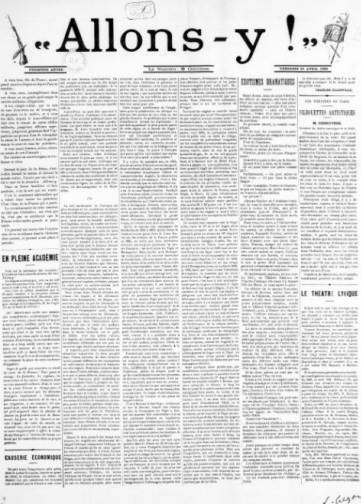 Couverture de Allons-y !, publié le 15 avril 1898
