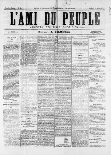 Couverture de Ami du peuple (1871), publié le 23 avril 1871