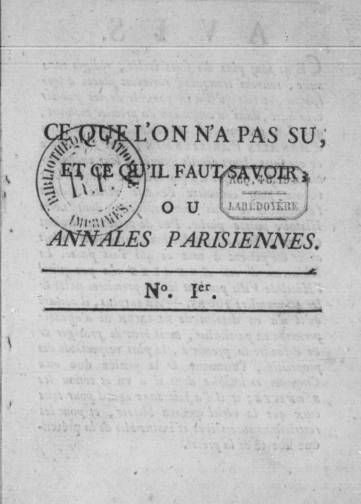 Couverture de Annales parisiennes, publié le 01 juillet 1789