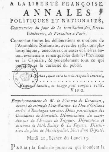 Couverture de Annales politiques et nationales, publié le 01 janvier 1789