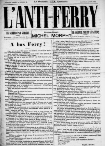 Couverture de Anti-Ferry, publié le 31 janvier 1885