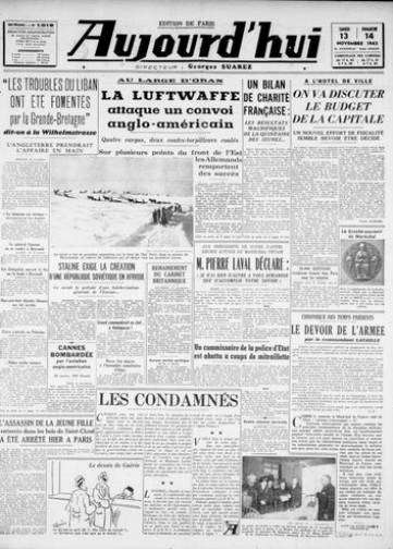 Couverture de Aujourd'hui, publié le 10 septembre 1940
