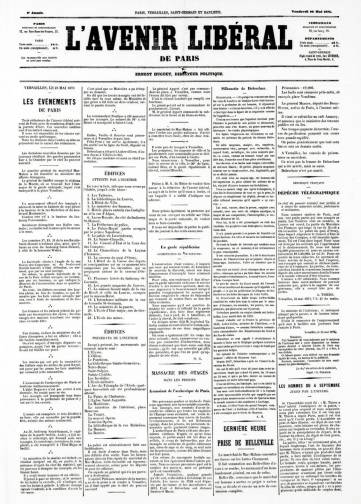 Couverture de Avenir libéral, publié le 21 juin 1870