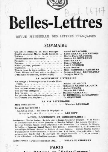 Revue mensuelle des lettres françaises (1919-1924)