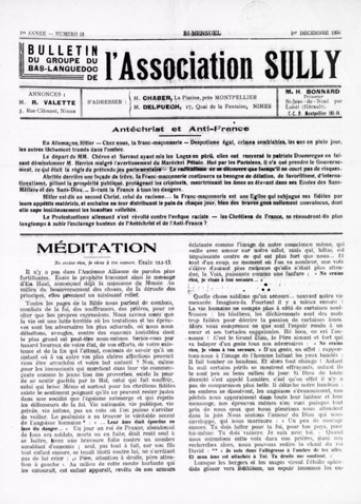 Couverture de Bulletin de l'Association Sully, publié le 15 décembre 1933