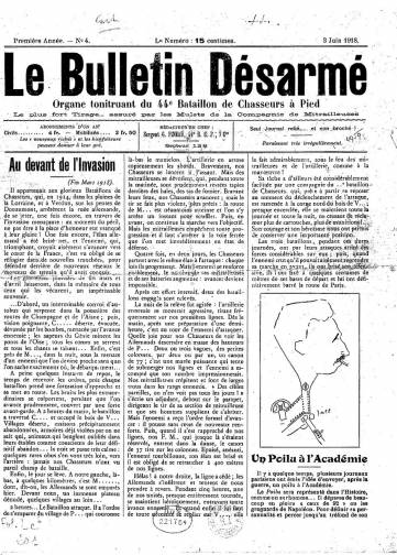 Couverture de Bulletin désarmé, publié le 01 avril 1918