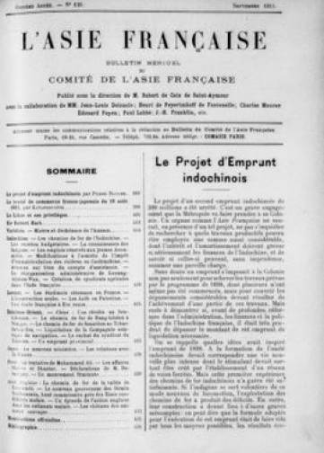 Couverture de Bulletin du Comité de l'Asie française, publié le 01 avril 1901