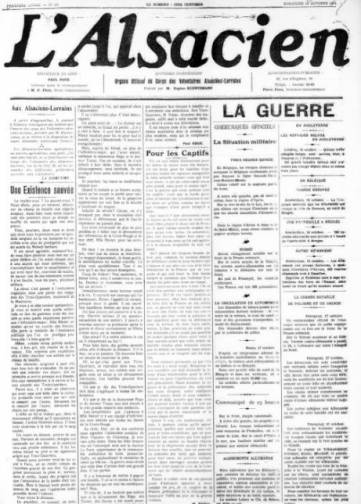 Couverture de L'Alsacien, publié le 25 août 1914