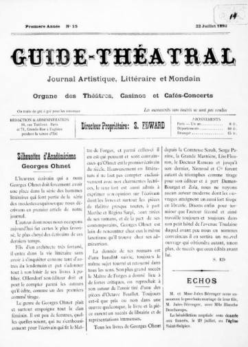Couverture de Guide théâtral, publié le 15 avril 1893