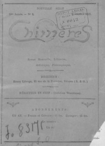 Couverture de Chimères, publié le 01 novembre 1927