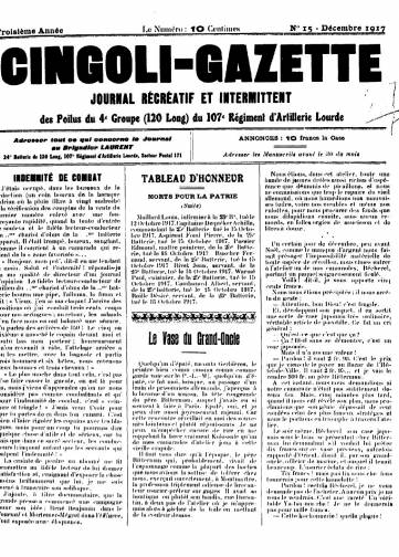 Couverture de Cingoli-gazette, publié le 01 janvier 1915