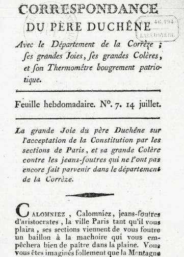 Couverture de Correspondance du Père Duchêne, publié le 07 juin 1789