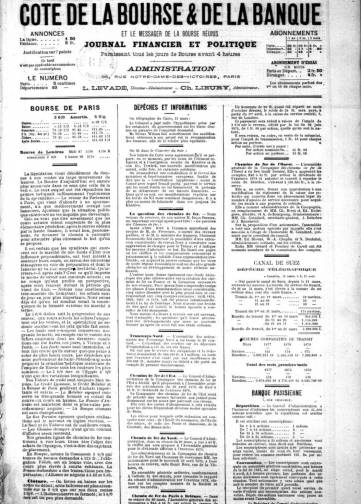 Couverture de Cote de la Bourse & Messager de la Bourse, publié le 01 avril 1879
