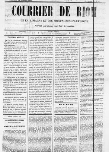 Couverture de Courrier de Riom, publié le 14 décembre 1879