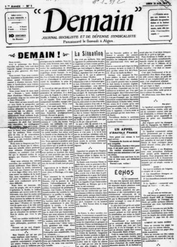 Couverture de Demain (Alger), publié le 26 avril 1919