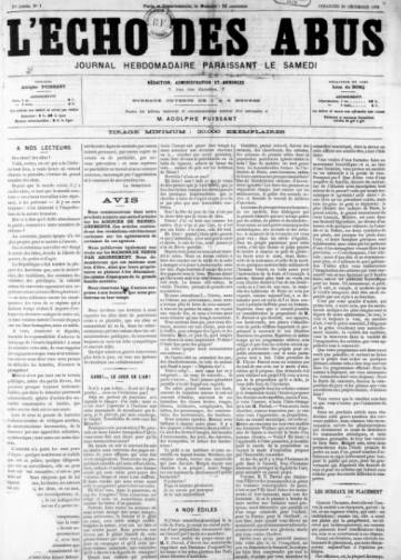 Couverture de Echo des abus, publié le 28 décembre 1879
