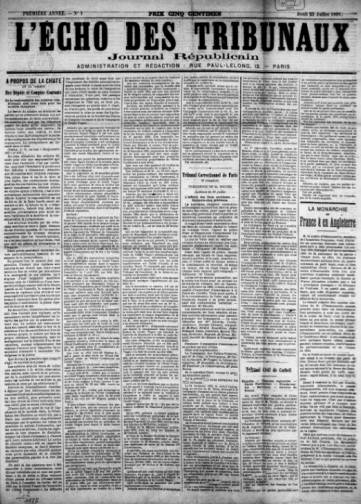 Couverture de Echo des tribunaux, publié le 23 juillet 1891