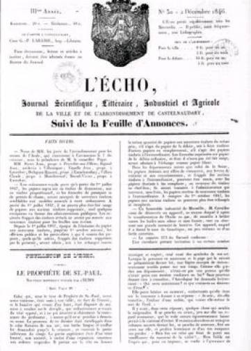 Couverture de L'Écho, publié le 15 mai 1844