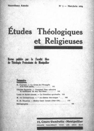 Couverture de Etudes théologiques et religieuses, publié le 01 mars 1926