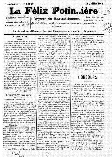 Couverture de Félix Potin..ière, publié le 14 juillet 1915