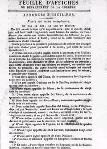 Couverture de Feuille d'affiches de la Corrèze, publié le 22 octobre 1816