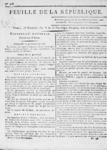 Couverture de Feuille de la République, publié le 03 avril 1794