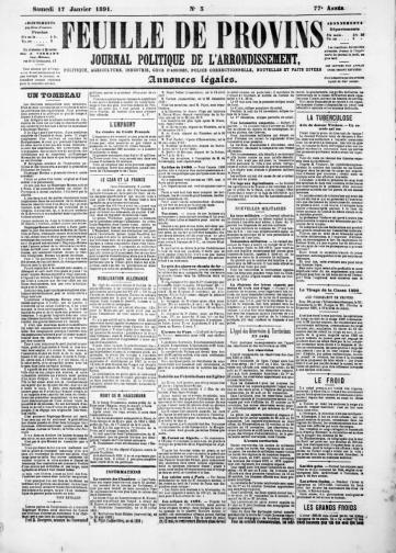 Couverture de Feuille de Provins, publié le 08 décembre 1827