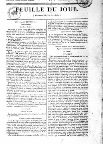 Couverture de Feuille du jour (1815), publié le 01 avril 1815