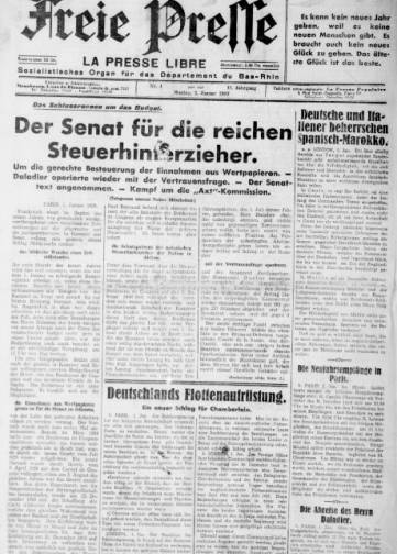 Couverture de Freie Presse, publié le 02 janvier 1939