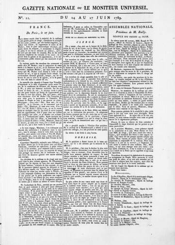 Couverture de Gazette nationale ou le Moniteur universel, publié le 05 mars 1789