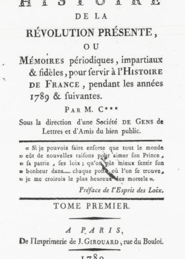 Couverture de Histoire de la révolution présente, publié le 01 janvier 1789