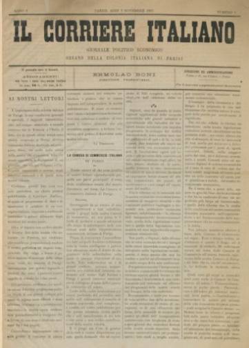 Couverture de Il Corriere italiano, publié le 07 novembre 1887