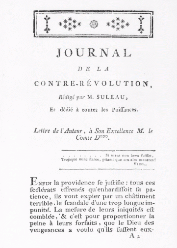 Couverture de Journal de la contre-révolution, publié le 01 janvier 1792