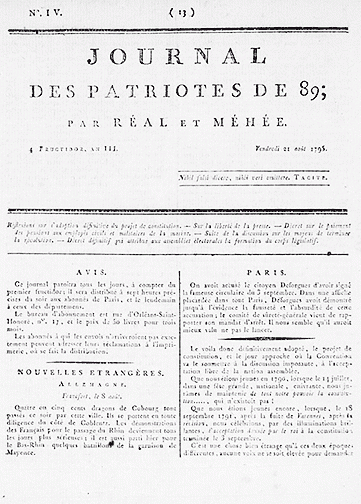 Couverture de Journal des patriotes de 89, publié le 18 août 1795