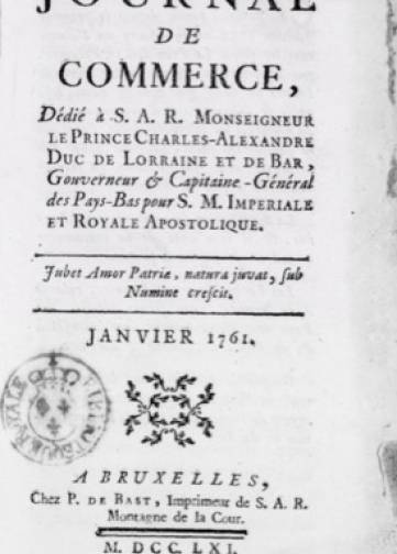 Couverture de Journal de commerce et d'agriculture, publié le 01 janvier 1761