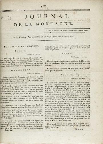 Couverture de Journal de la Montagne, publié le 05 février 1794