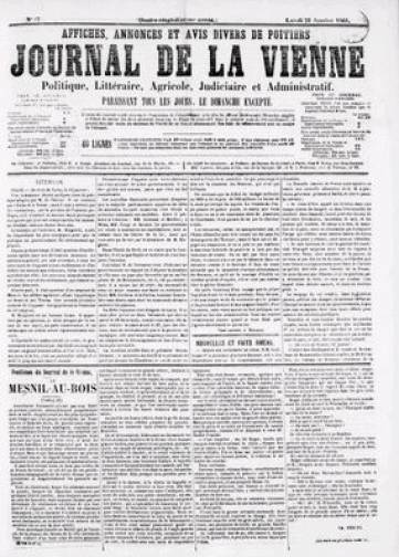 Couverture de Journal de la Vienne, publié le 01 janvier 1861