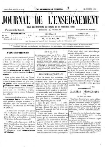 Couverture de Journal de l’enseignement, publié le 24 mai 1879