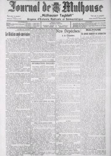 Couverture de Journal de Mulhouse, publié le 02 janvier 1919