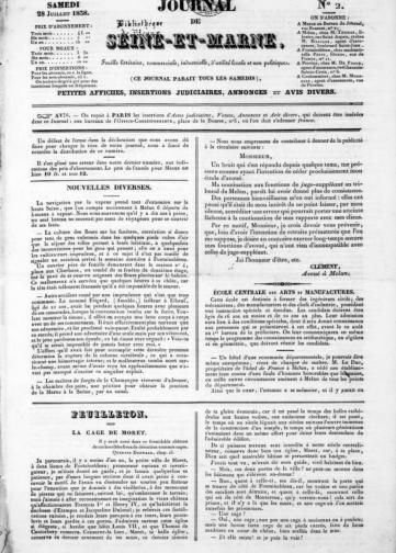 Couverture de Journal de Seine-et-Marne, publié le 20 août 1833