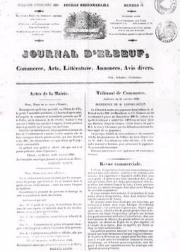 Couverture de Journal d'Elbeuf, publié le 26 mai 1833